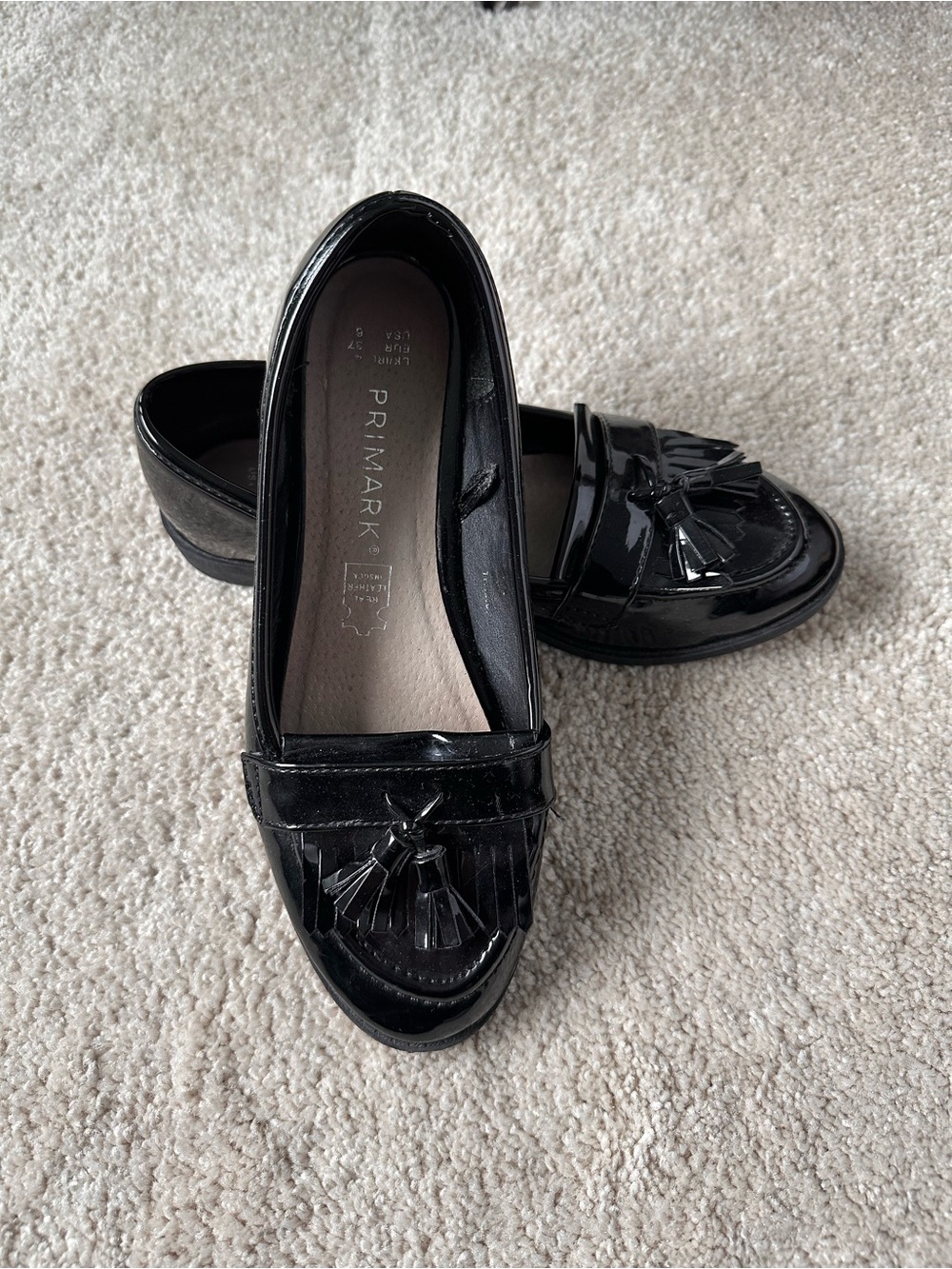 Primark Black Patent Tassel Penny Loafers